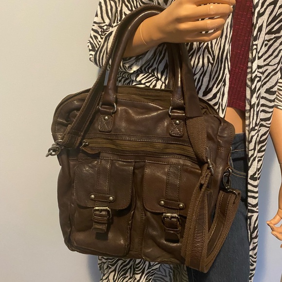 Unisex Double Handle Leather Messenger Bag